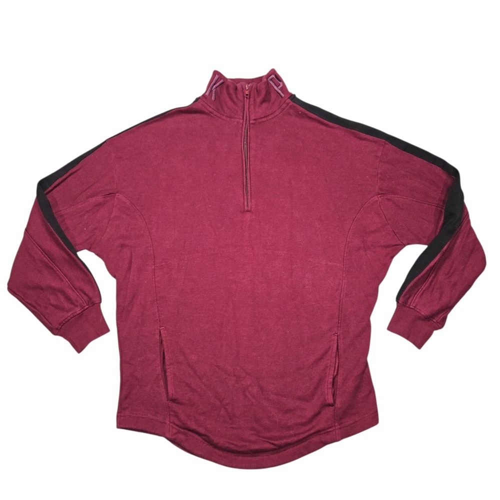 PINK Victoria's Secret Quarter Zip Pullover Sweatshirt Burgundy Maroon Sz XS
